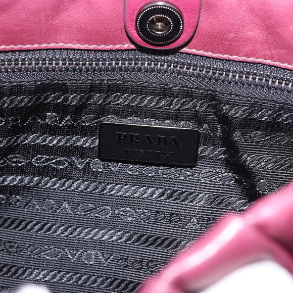 PRADA Shoulder Bag Leather Bordeaux Silver Auth 187025SAV