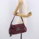 PRADA Shoulder Bag Leather Bordeaux Silver Auth 187025SAV-26