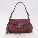 PRADA Shoulder Bag Leather Bordeaux Silver Auth 187025SAV-12