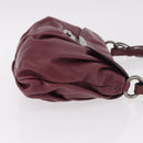 PRADA Shoulder Bag Leather Bordeaux Silver Auth 187025SAV-3