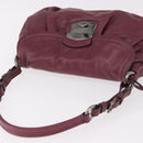 PRADA Shoulder Bag Leather Bordeaux Silver Auth 187025SAV-6