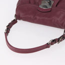 PRADA Shoulder Bag Leather Bordeaux Silver Auth 187025SAV-7