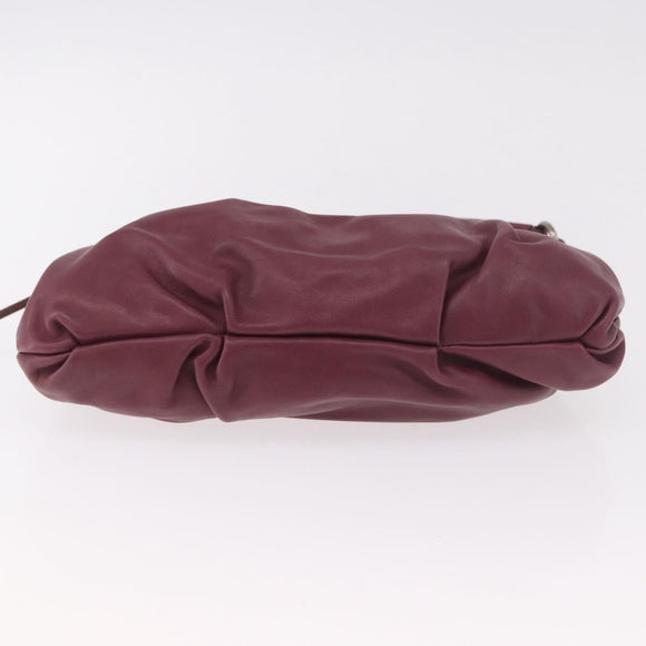 PRADA Shoulder Bag Leather Bordeaux Silver Auth 187025SAV