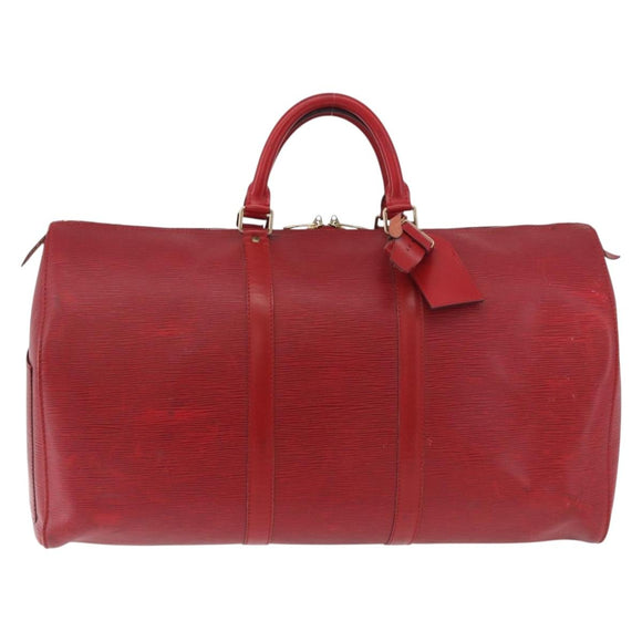 LOUIS VUITTON Epi Keepall 50 Boston Bag Red M42967 LV Auth 187026