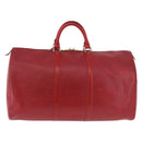 LOUIS VUITTON Epi Keepall 50 Boston Bag Red M42967 LV Auth 187026-2