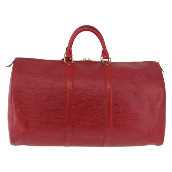 LOUIS VUITTON Epi Keepall 50 Boston Bag Red M42967 LV Auth 187026