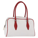 Miu Miu Hand Bag Leather White Silver Auth 187031-1