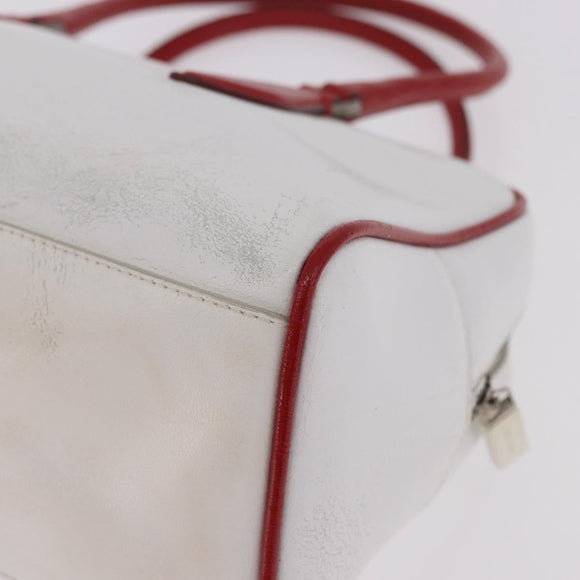 Miu Miu Hand Bag Leather White Silver Auth 187031