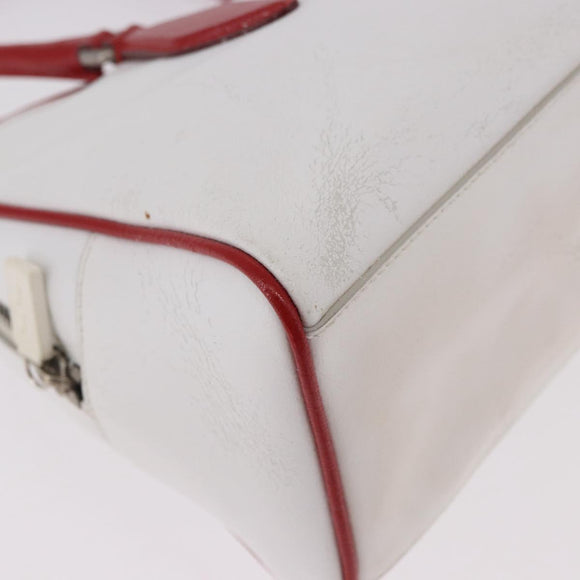 Miu Miu Hand Bag Leather White Silver Auth 187031