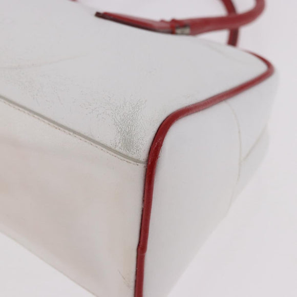 Miu Miu Hand Bag Leather White Silver Auth 187031