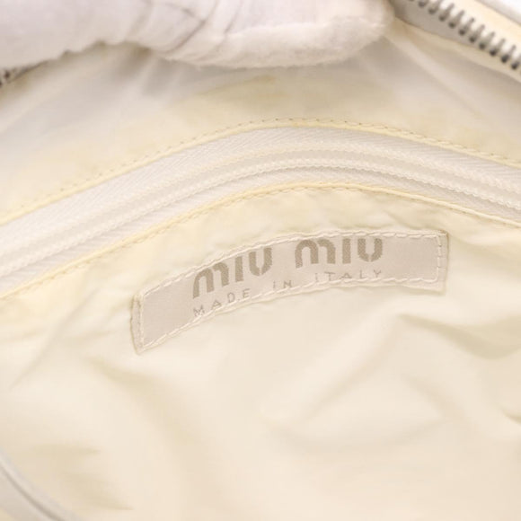Miu Miu Hand Bag Leather White Silver Auth 187031