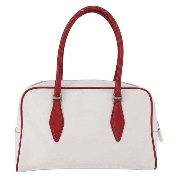 Miu Miu Hand Bag Leather White Silver Auth 187031