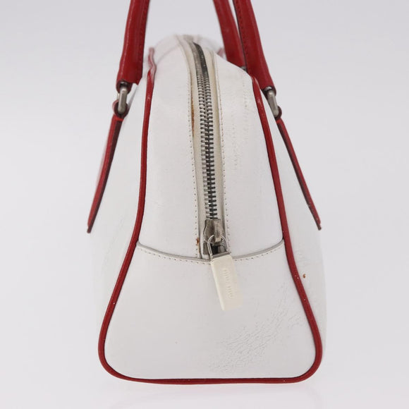 Miu Miu Hand Bag Leather White Silver Auth 187031