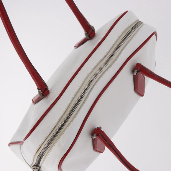 Miu Miu Hand Bag Leather White Silver Auth 187031