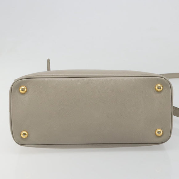 PRADA Hand Bag Saffiano leather 2way Gray Gold Auth 187034A