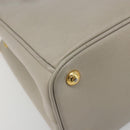 PRADA Hand Bag Saffiano leather 2way Gray Gold Auth 187034A-17