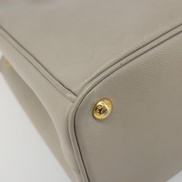 PRADA Hand Bag Saffiano leather 2way Gray Gold Auth 187034A