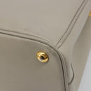 PRADA Hand Bag Saffiano leather 2way Gray Gold Auth 187034A-18