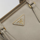 PRADA Hand Bag Saffiano leather 2way Gray Gold Auth 187034A-20