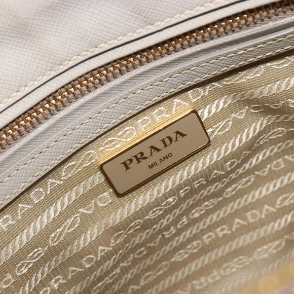 PRADA Hand Bag Saffiano leather 2way Gray Gold Auth 187034A
