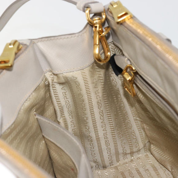 PRADA Hand Bag Saffiano leather 2way Gray Gold Auth 187034A