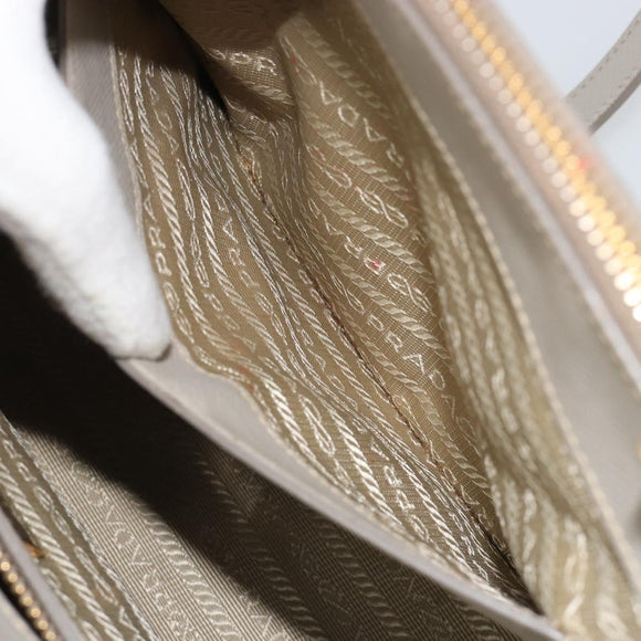 PRADA Hand Bag Saffiano leather 2way Gray Gold Auth 187034A