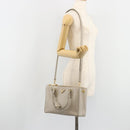 PRADA Hand Bag Saffiano leather 2way Gray Gold Auth 187034A-29
