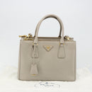 PRADA Hand Bag Saffiano leather 2way Gray Gold Auth 187034A-12
