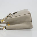 PRADA Hand Bag Saffiano leather 2way Gray Gold Auth 187034A-4