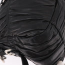 PRADA Gathered Hand Bag Lamb Skin 2way Black Silver Auth 187035SAV-9