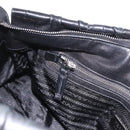 PRADA Gathered Hand Bag Lamb Skin 2way Black Silver Auth 187035SAV-23
