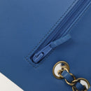 CHANEL Chain Double Flap Matelasse 25 Bag Lamb Skin Blue Gold CC Auth 187037SAM-22