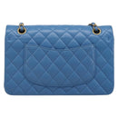 CHANEL Chain Double Flap Matelasse 25 Bag Lamb Skin Blue Gold CC Auth 187037SAM-2