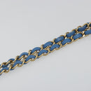 CHANEL Chain Double Flap Matelasse 25 Bag Lamb Skin Blue Gold CC Auth 187037SAM-8