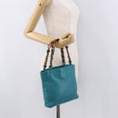 CHANEL Tote Bag met Schildpadmotief Ketting Lamshuid Turkoois Blauw CC Auth 187038A-23