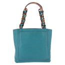 CHANEL Tote Bag met Schildpadmotief Ketting Lamshuid Turkoois Blauw CC Auth 187038A-3