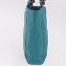 CHANEL Tote Bag met Schildpadmotief Ketting Lamshuid Turkoois Blauw CC Auth 187038A-5
