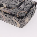 CHANEL Double Flap Chain Space Pattern Bag Canvas Black Silver CC Auth 187039SAM-17