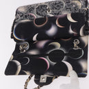 CHANEL Double Flap Chain Space Pattern Bag Canvas Black Silver CC Auth 187039SAM-9