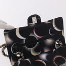 CHANEL Double Flap Chain Space Pattern Bag Canvas Black Silver CC Auth 187039SAM-19