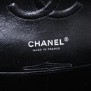 CHANEL Double Flap Chain Space Pattern Bag Canvas Black Silver CC Auth 187039SAM-24