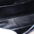 CHANEL Double Flap Chain Space Pattern Bag Canvas Black Silver CC Auth 187039SAM-10