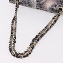 CHANEL Double Flap Chain Space Pattern Bag Canvas Black Silver CC Auth 187039SAM-7