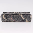CHANEL Double Flap Chain Space Pattern Bag Canvas Black Silver CC Auth 187039SAM-5