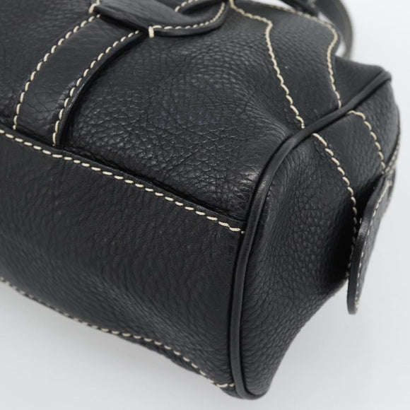 CELINE Tote Bag Leather Black Gold Auth 187040SAV