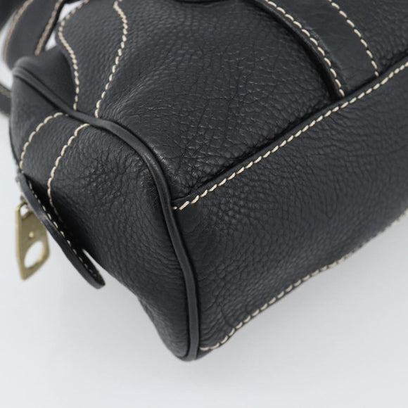 CELINE Tote Bag Leather Black Gold Auth 187040SAV
