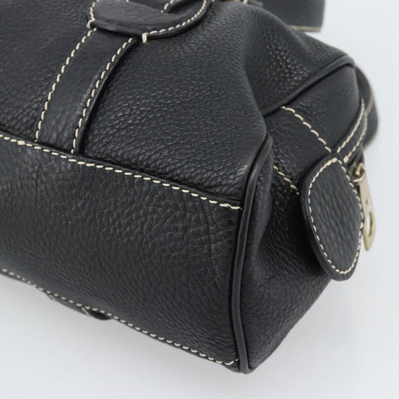 CELINE Tote Bag Leather Black Gold Auth 187040SAV