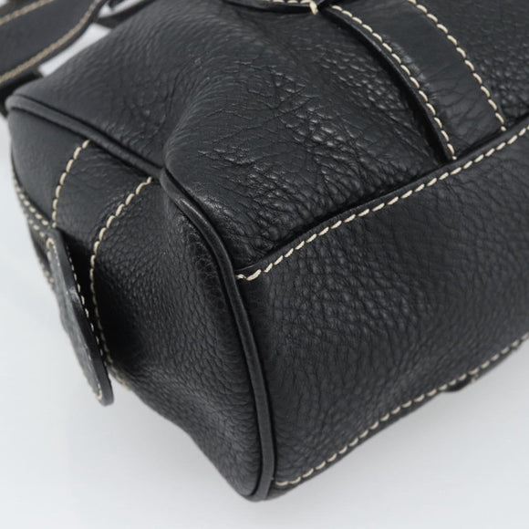 CELINE Tote Bag Leather Black Gold Auth 187040SAV