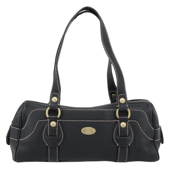 CELINE Tote Bag Leather Black Gold Auth 187040SAV