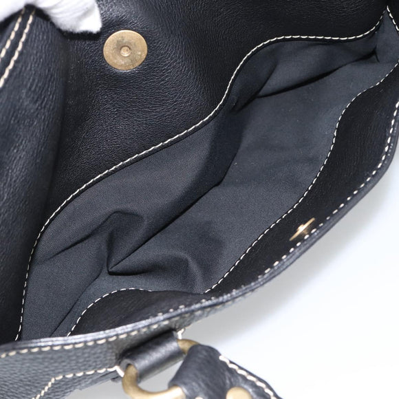 CELINE Tote Bag Leather Black Gold Auth 187040SAV